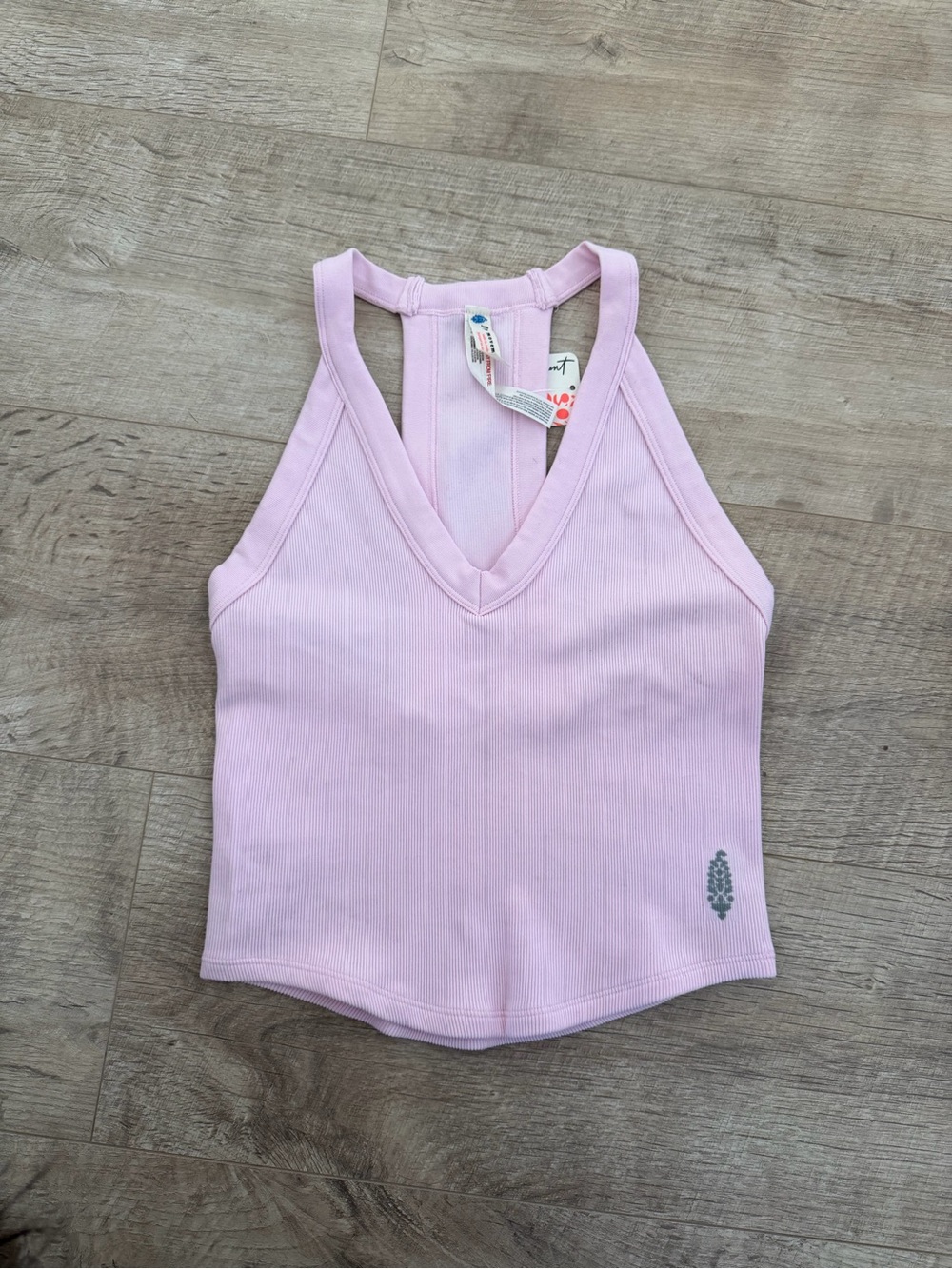 Free People Pink Ribbed Racerback Tank Top - Picture 2 of 4